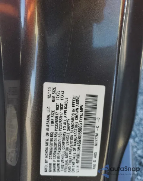 2016 Honda Odyssey Ex z USA, uszkodzony, nr VIN 5FNRL5H46GB055065